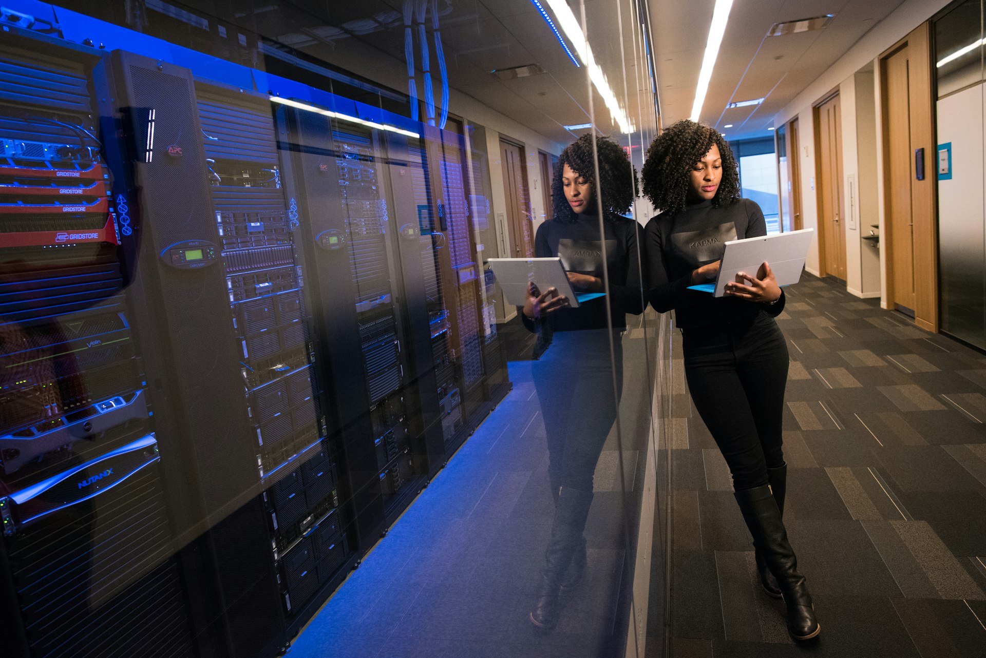 Engineer at a server rack